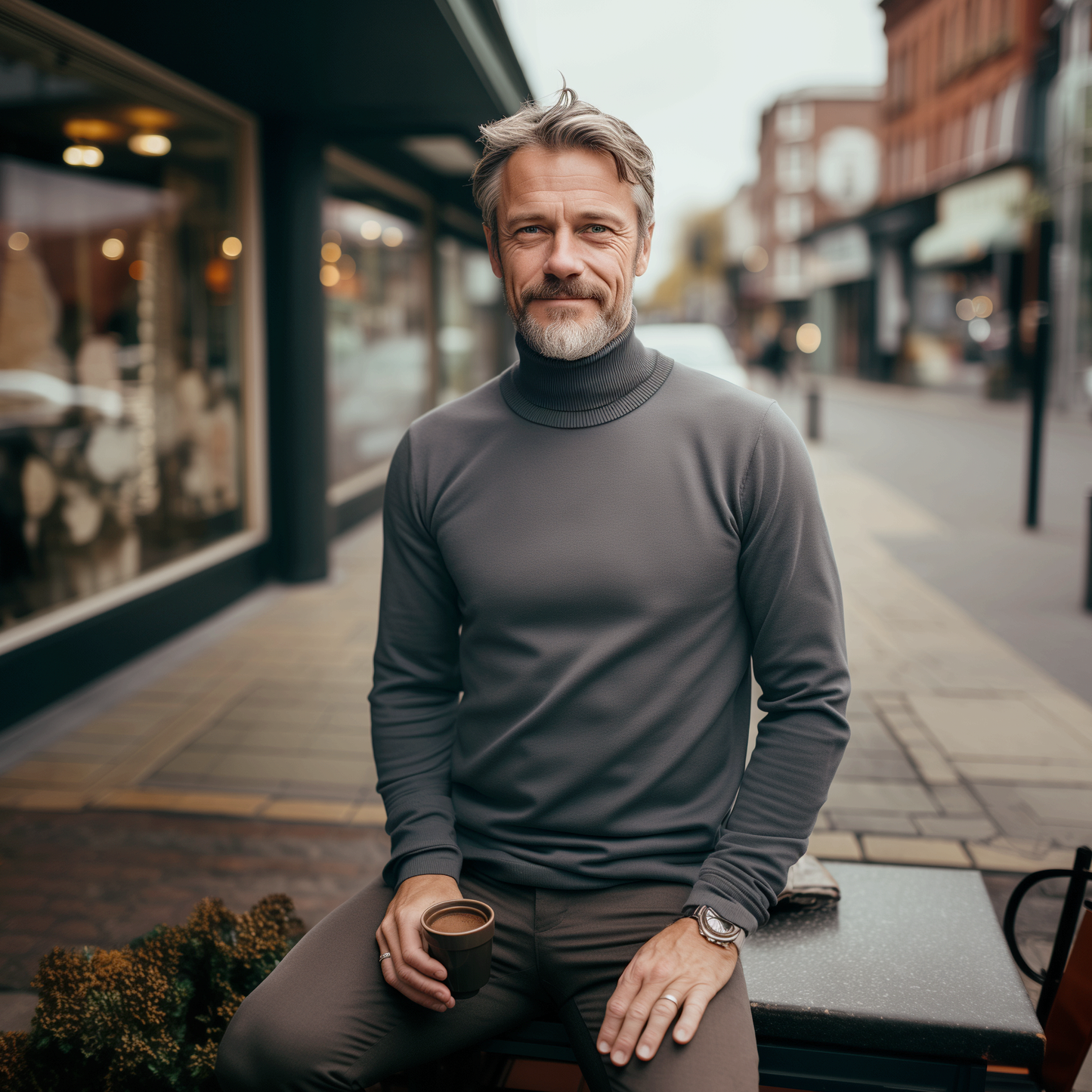 Polo Neck Jumper by Knithouse Gun Grey