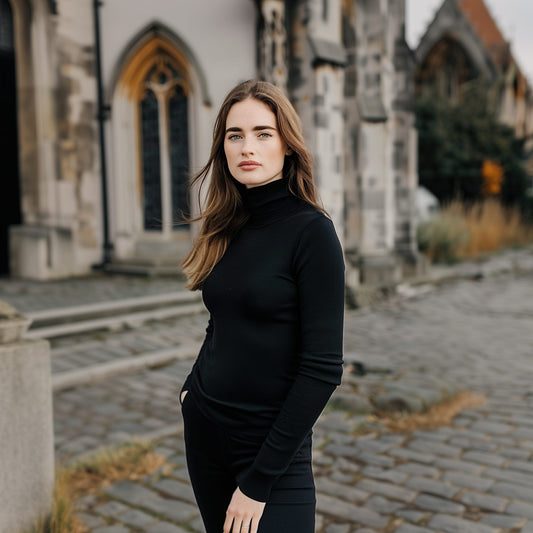 Polo Neck Jumper by Knithouse Black WM