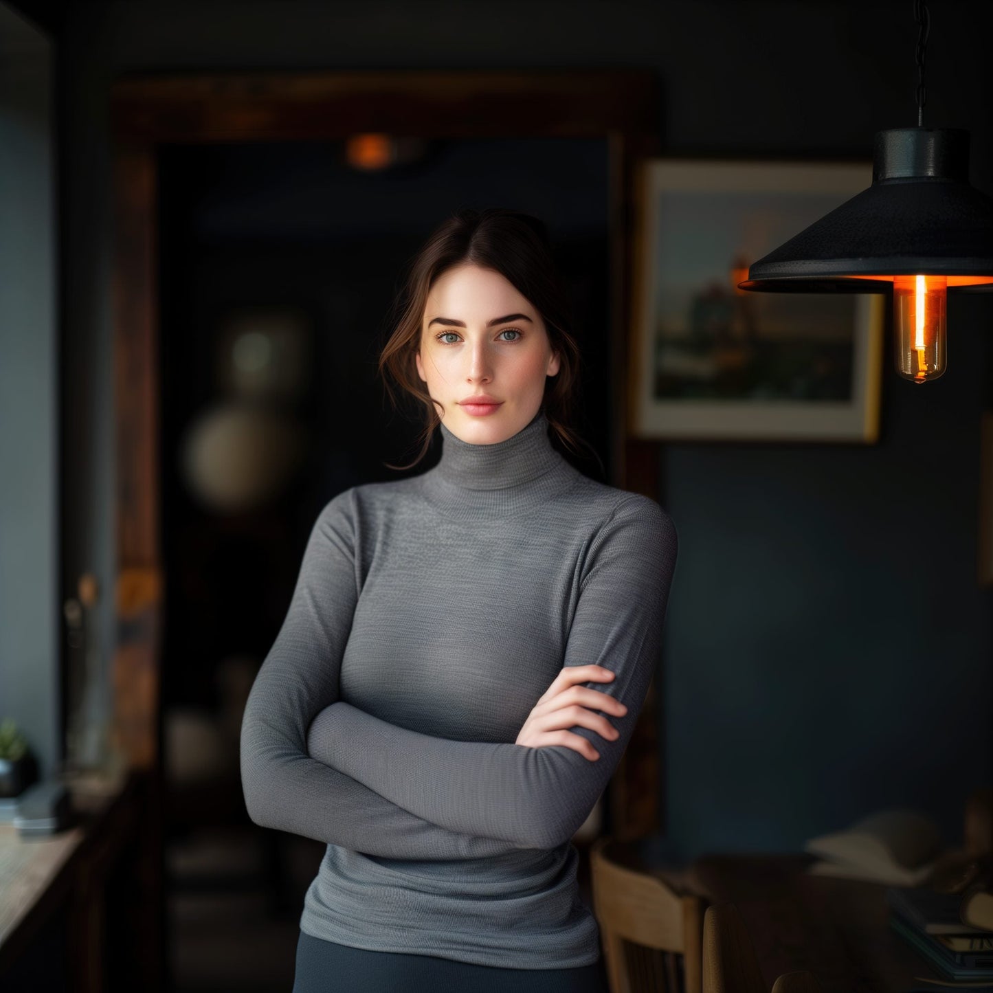 Polo Neck Jumper by Knithouse Navy WM