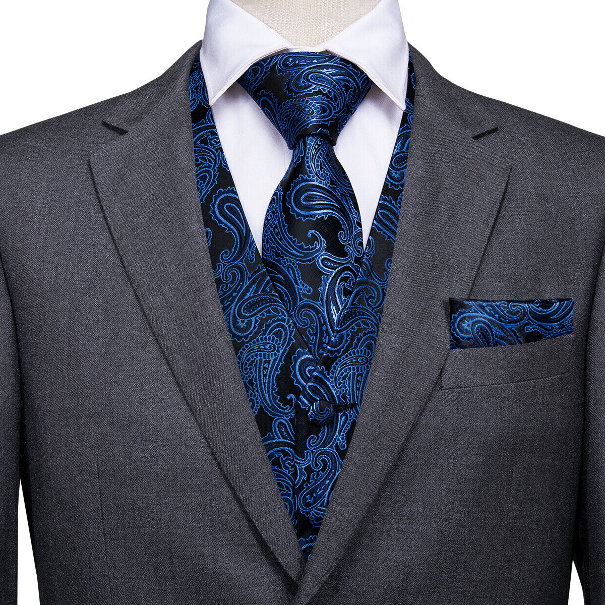 Designer Floral Waistcoat Silky Novelty Royal Paisley