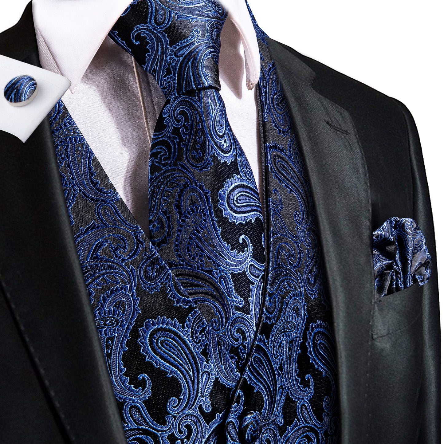 Designer Floral Waistcoat Silky Novelty Royal Paisley