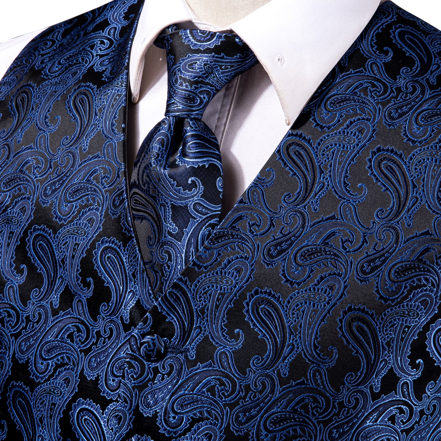 Designer Floral Waistcoat Silky Novelty Royal Paisley
