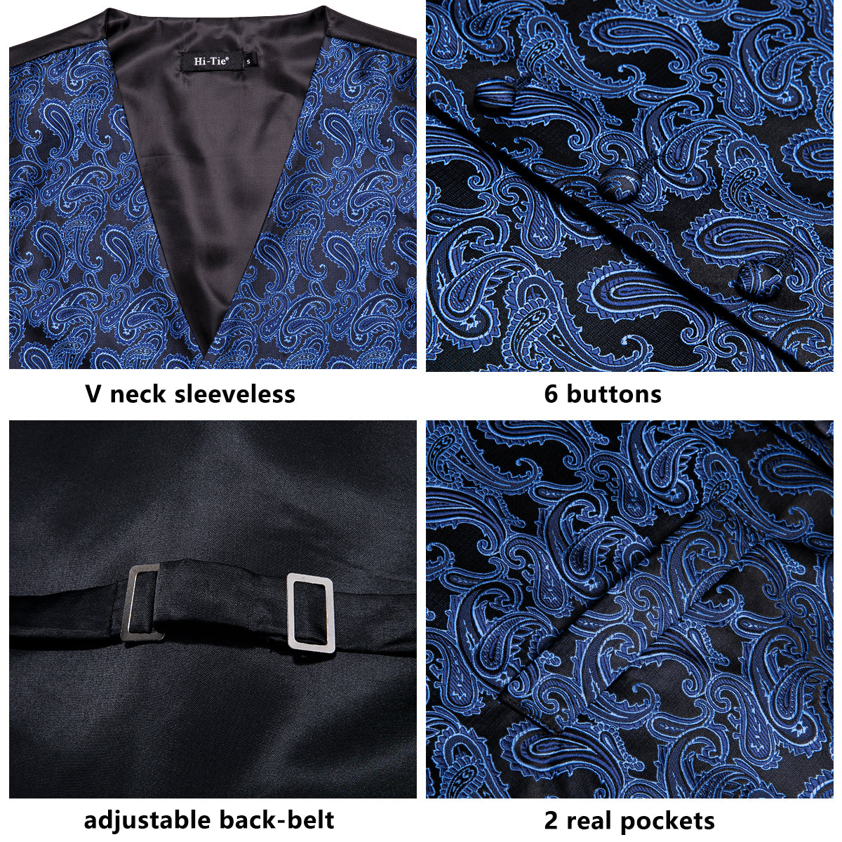 Designer Floral Waistcoat Silky Novelty Royal Paisley