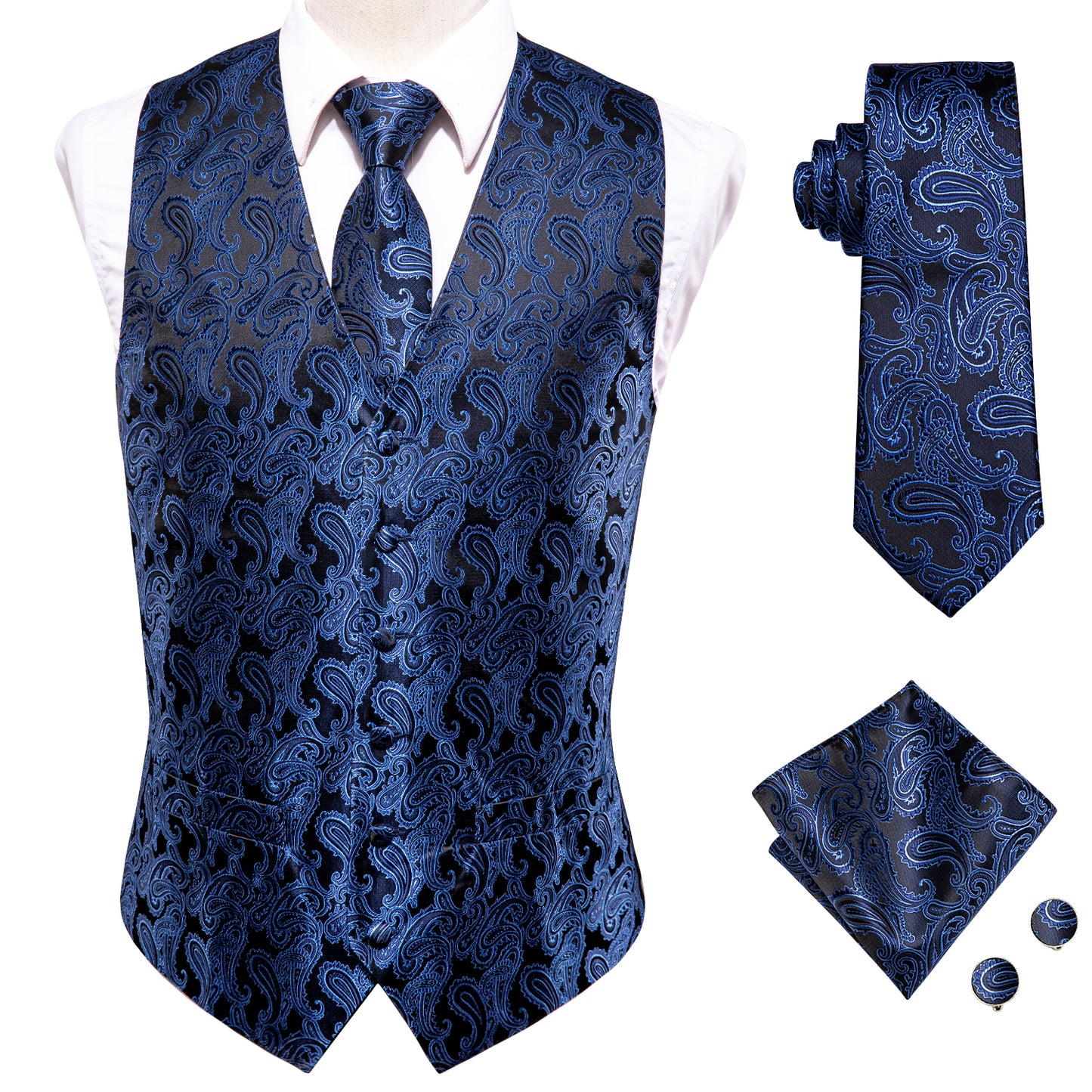 Designer Floral Waistcoat Silky Novelty Royal Paisley