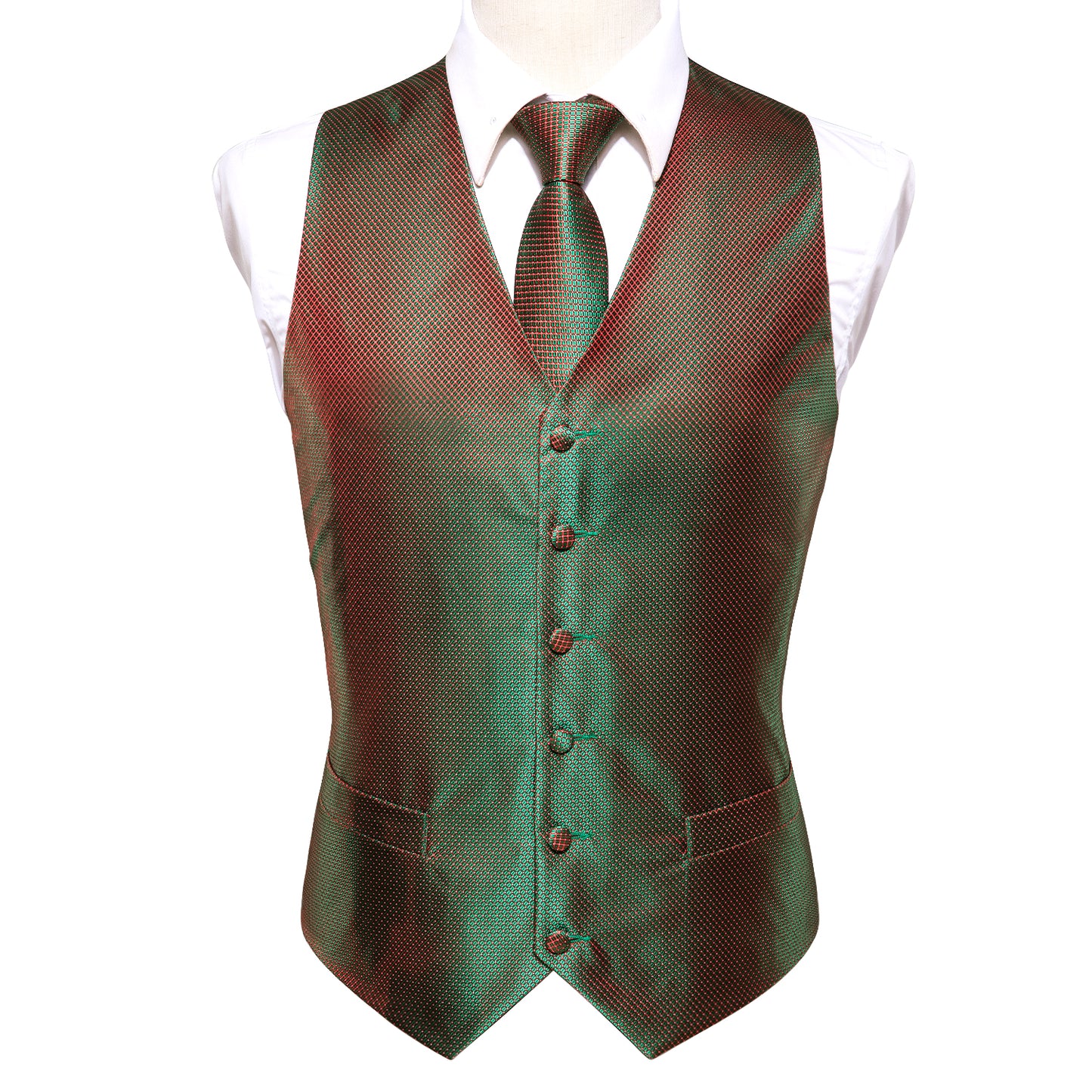 Designer Geometric Waistcoat Silky Novelty Binary Scales