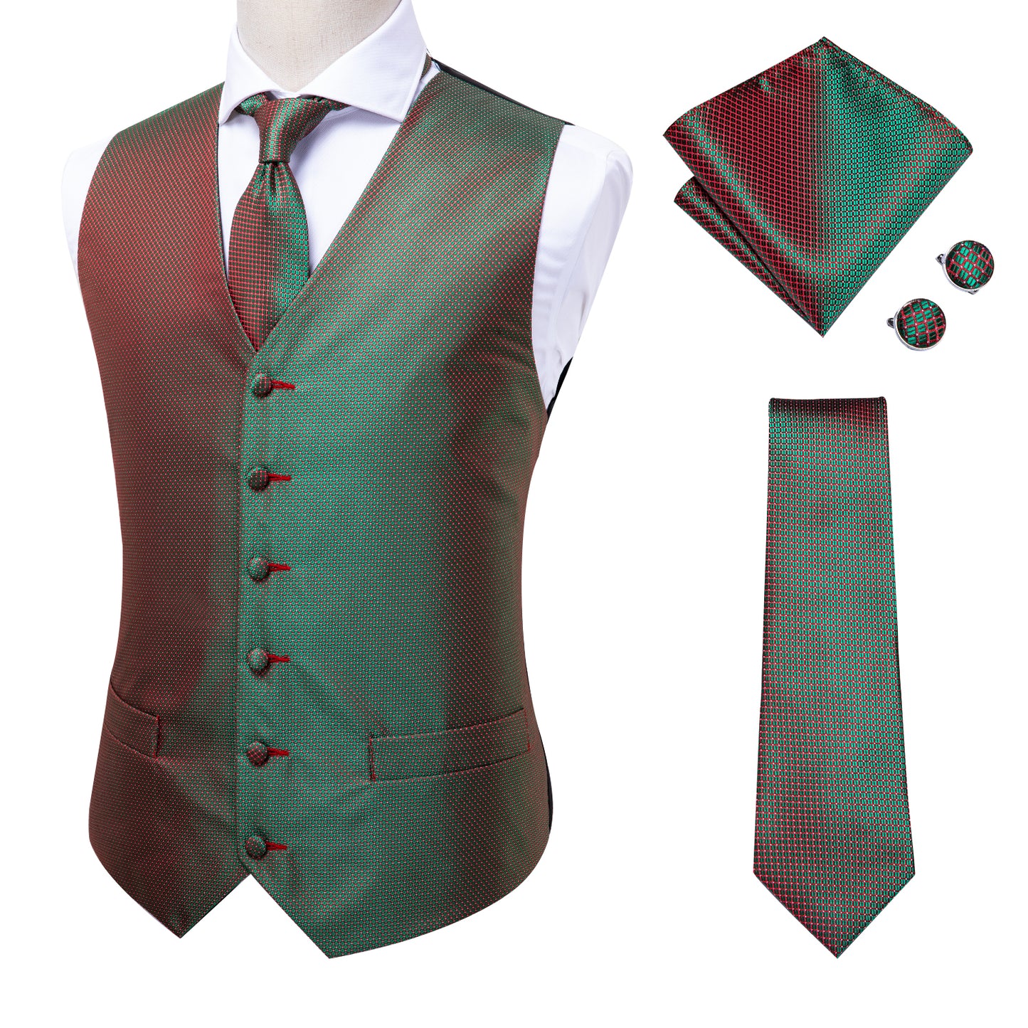 Designer Geometric Waistcoat Silky Novelty Binary Scales
