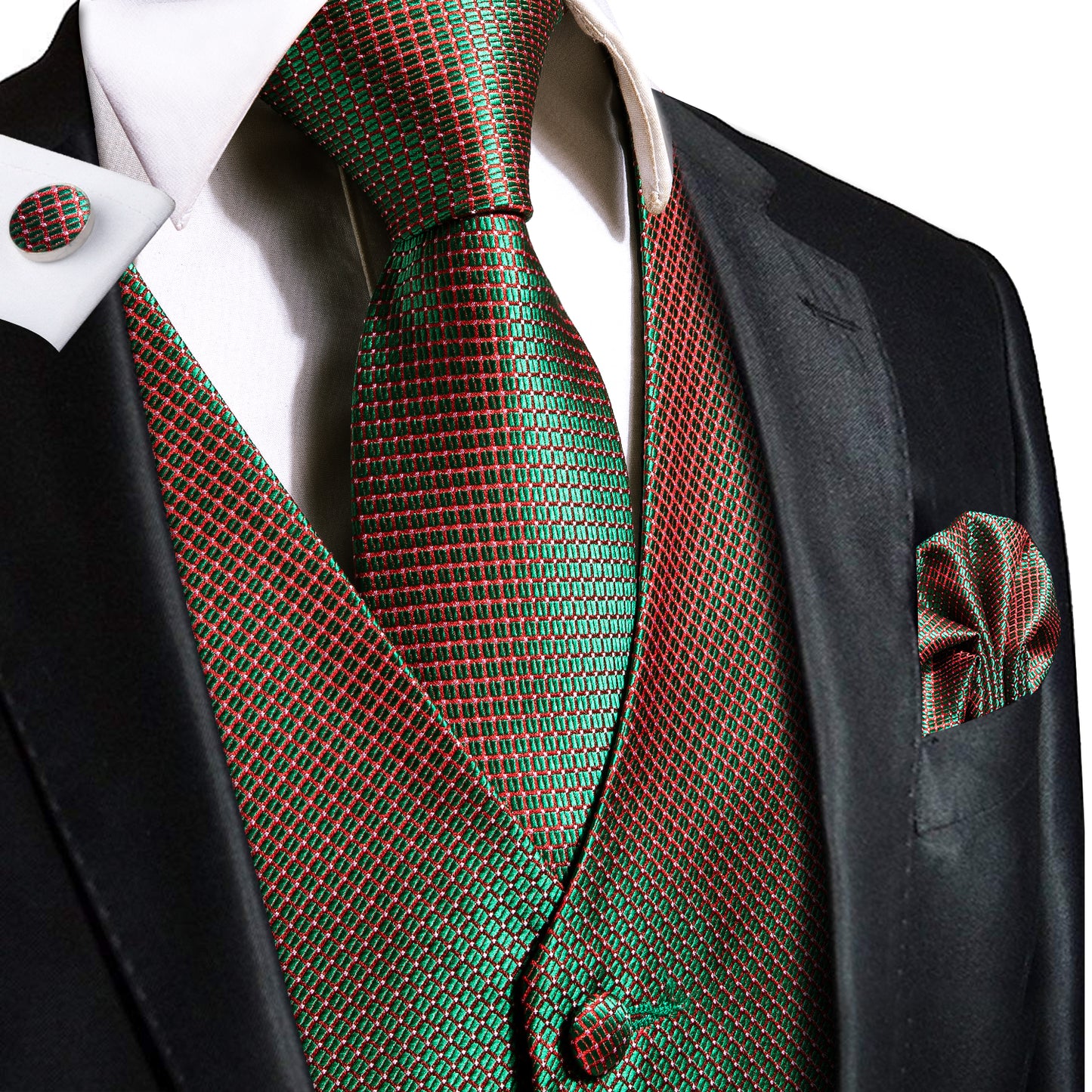 Designer Geometric Waistcoat Silky Novelty Binary Scales