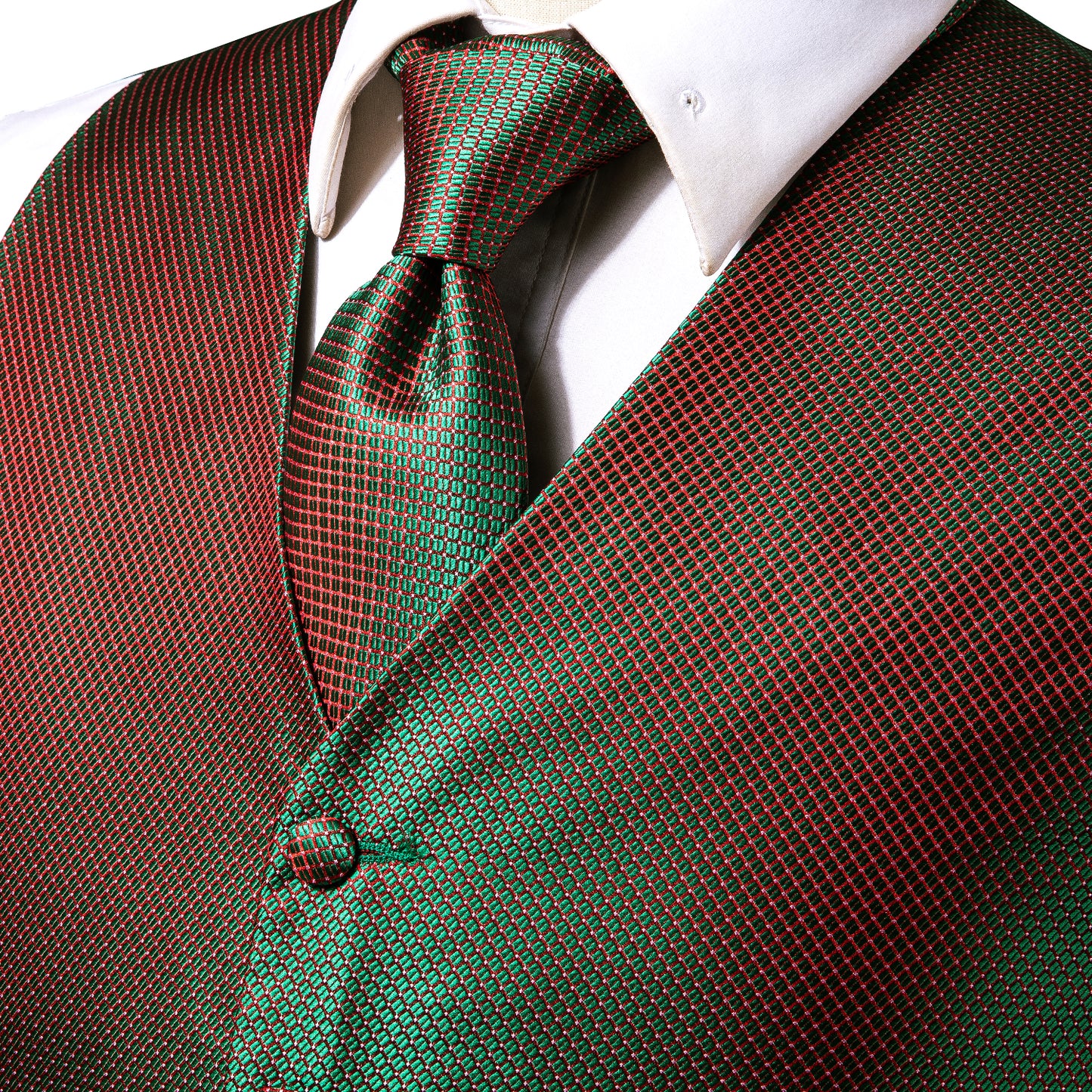 Designer Geometric Waistcoat Silky Novelty Binary Scales