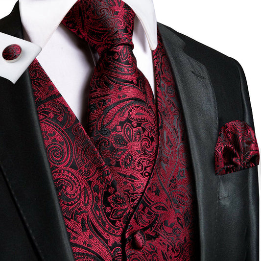 Designer Floral Waistcoat Buy 1 Get 1 Free Random Design in Your Size Silky Novelty Paisley Damask Wine