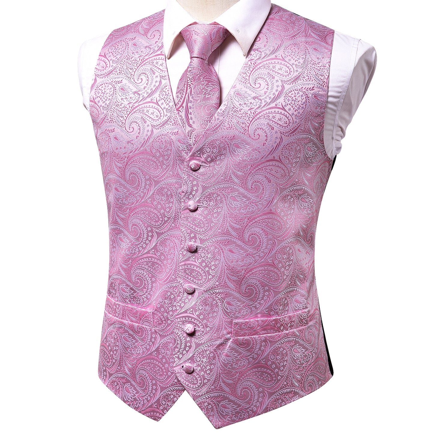 Designer Floral Waistcoat Silky Novelty Lilac Spring