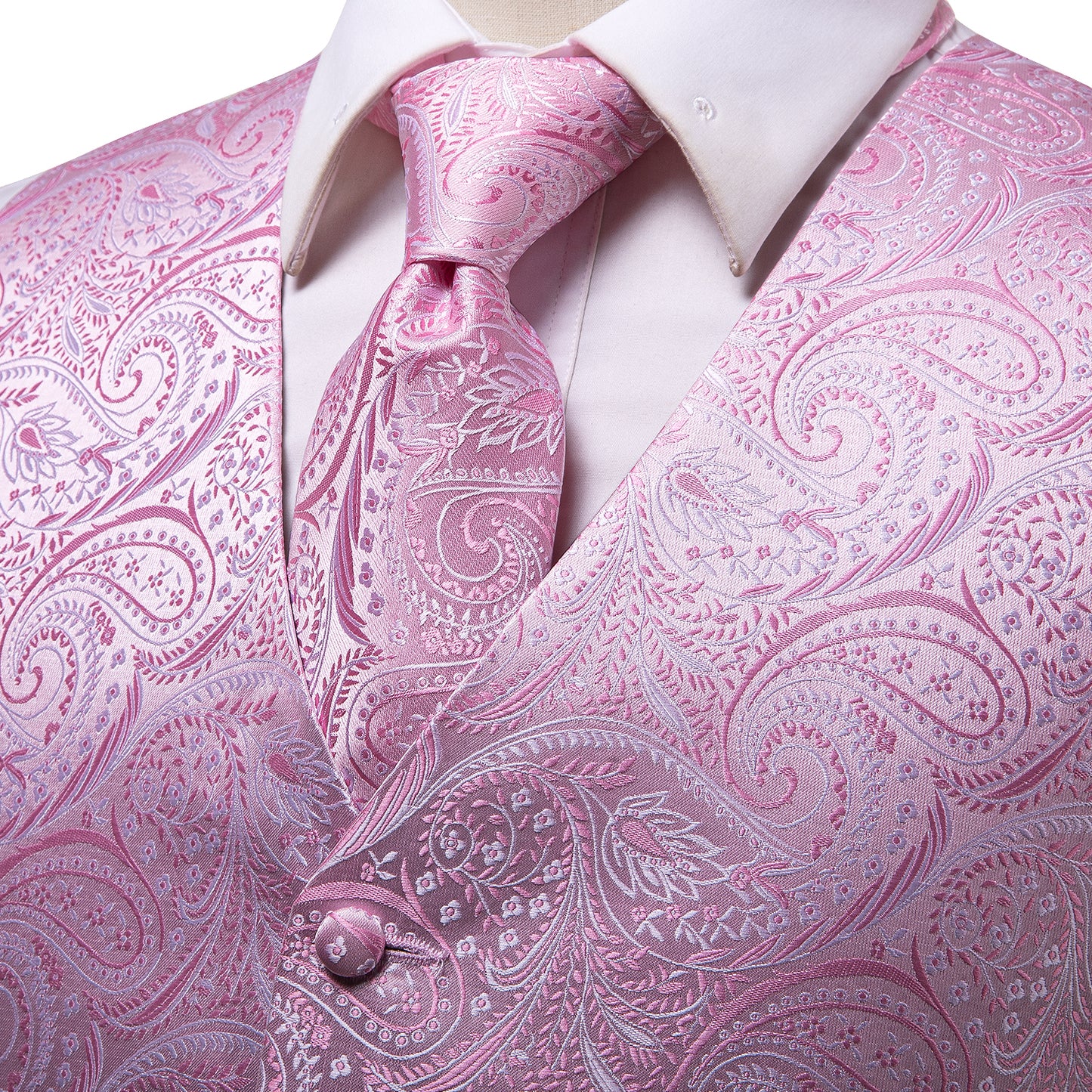 Designer Floral Waistcoat Silky Novelty Lilac Spring