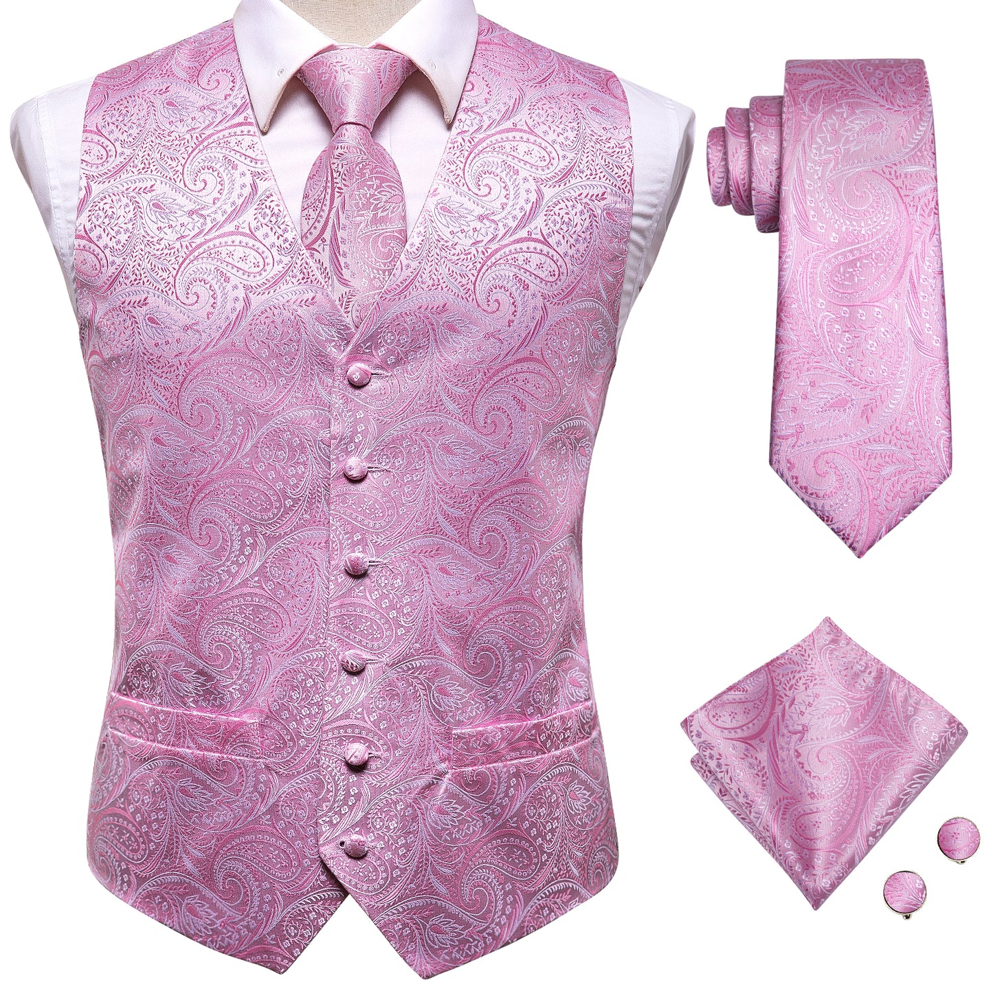 Designer Floral Waistcoat Silky Novelty Lilac Spring