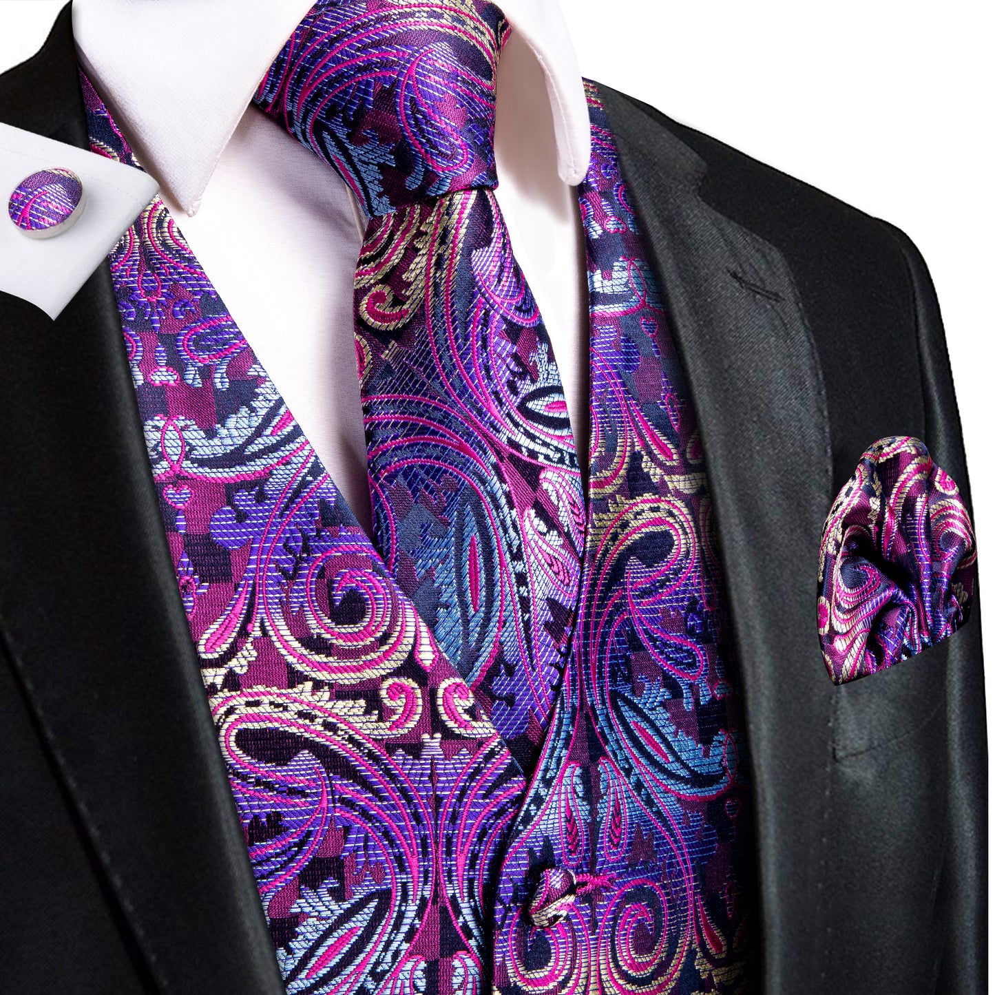 Designer Floral Waistcoat Silky Novelty Damask Neon