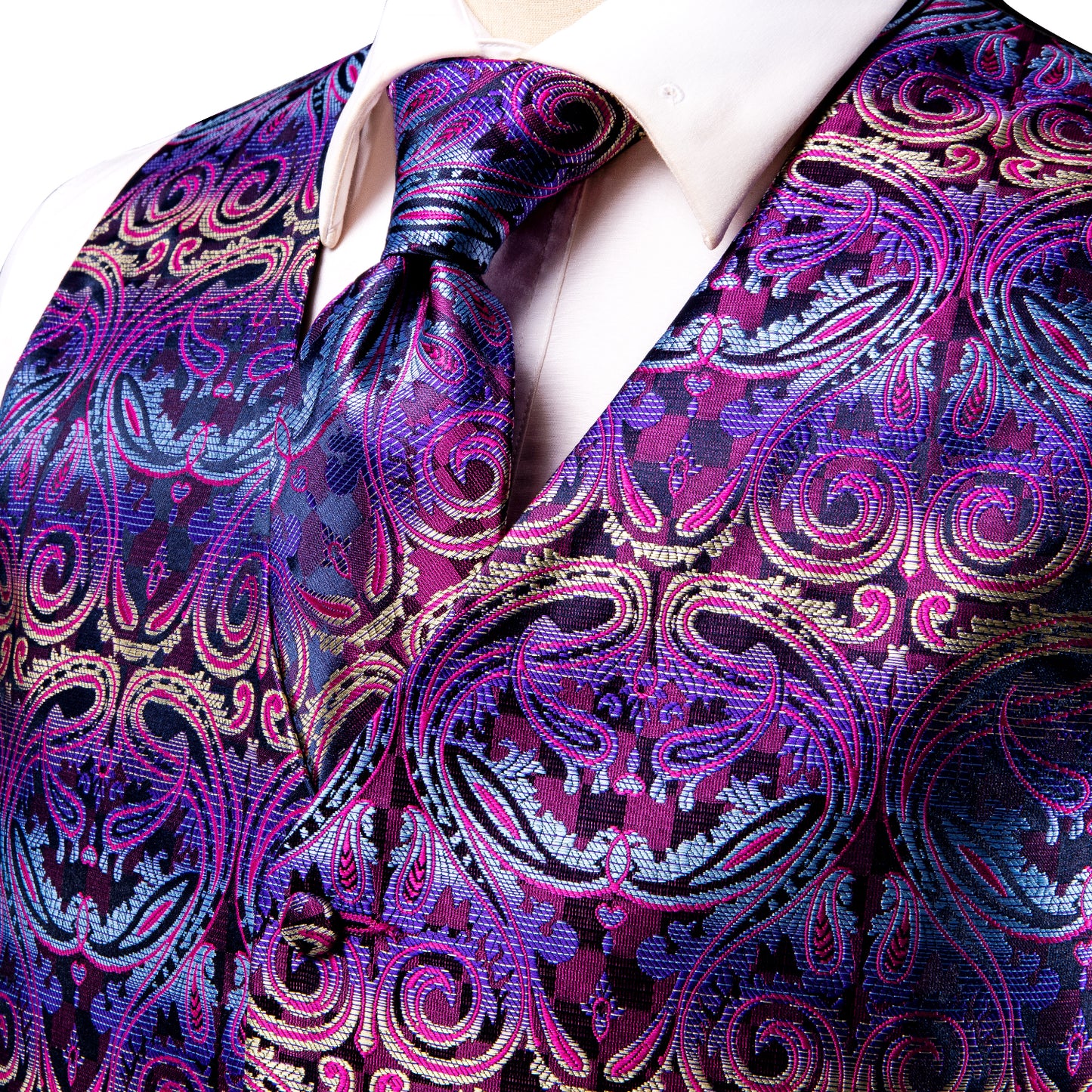 Designer Floral Waistcoat Silky Novelty Damask Neon