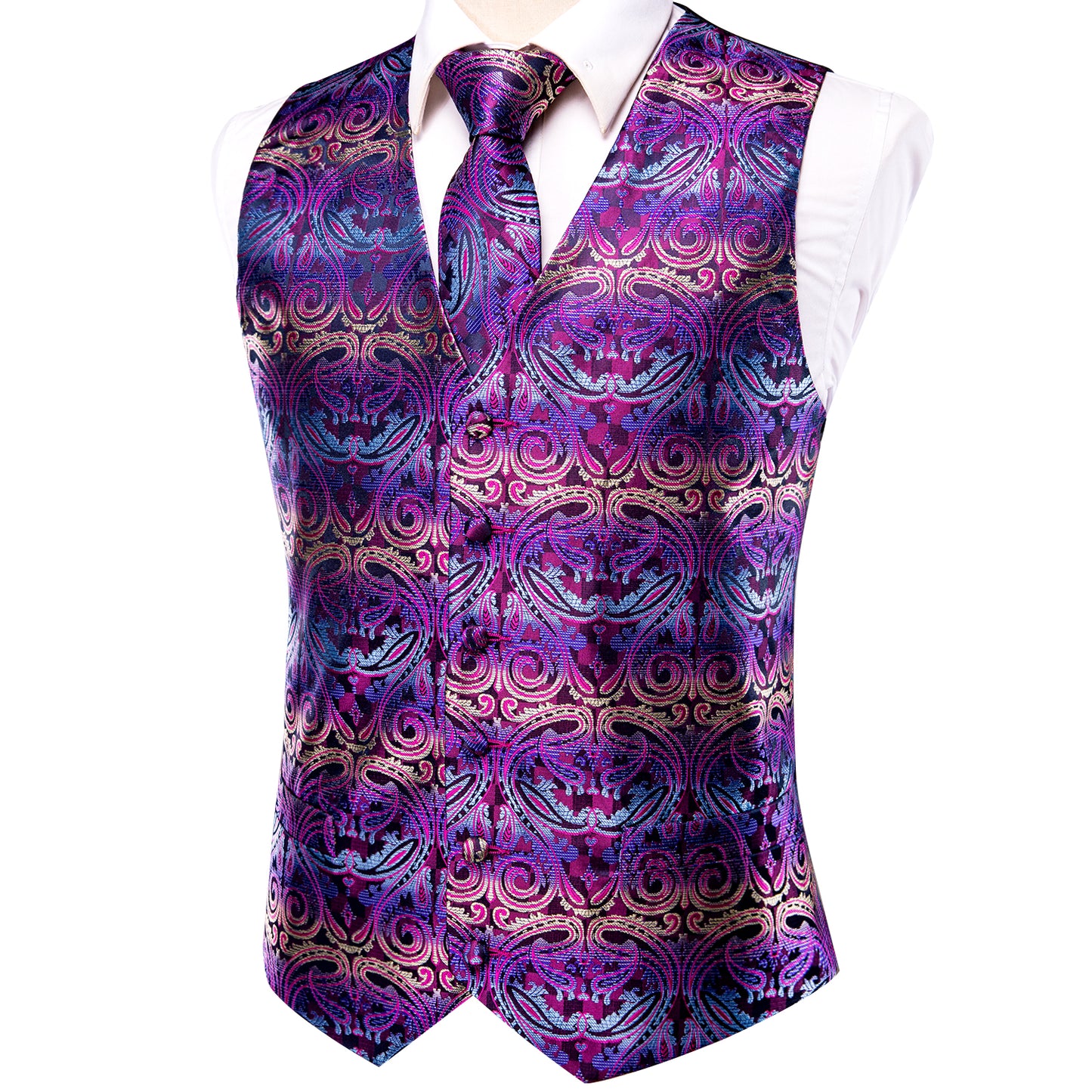 Designer Floral Waistcoat Silky Novelty Damask Neon