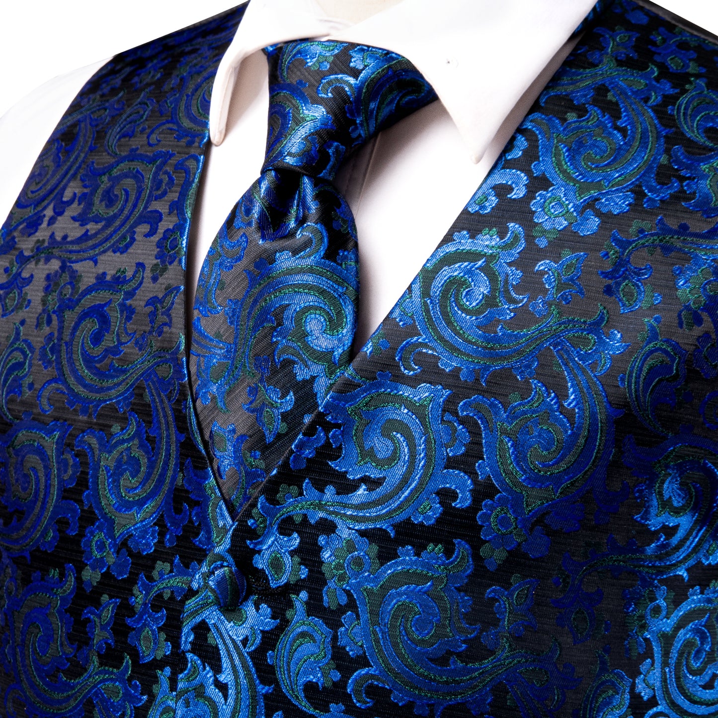 Designer Floral Waistcoat Silky Novelty Deepsea Swirls