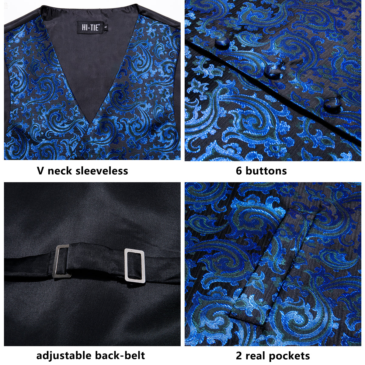 Designer Floral Waistcoat Silky Novelty Deepsea Swirls