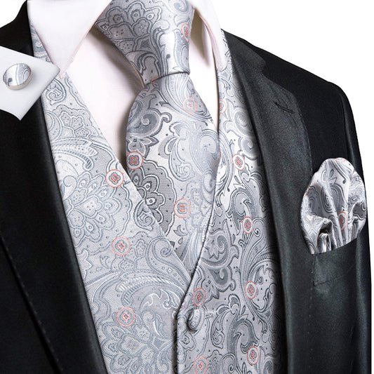 Men's Designer Waistcoat Buy 1 Get 1 Free Random Design in Your Size Vintage Vest Silky Set Tuxedo Gilet DP Steel