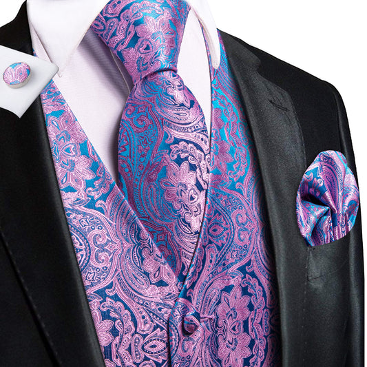 Men's Designer Waistcoat Buy 1 Get 1 Free Random Design in Your Size Vintage Vest Silky Set Tuxedo Gilet Orchid Palace
