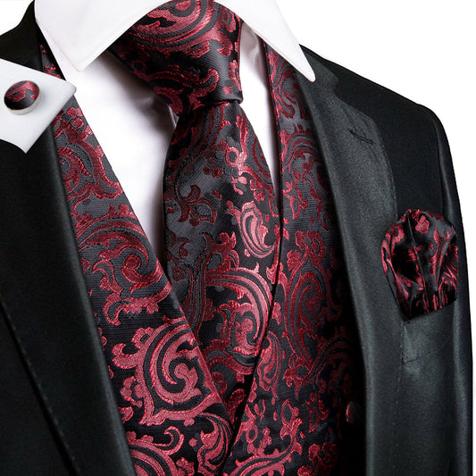 Men's Designer Waistcoat Buy 1 Get 1 Free Random Design in Your Size Vintage Vest Silky Set Tuxedo Gilet AS Marron