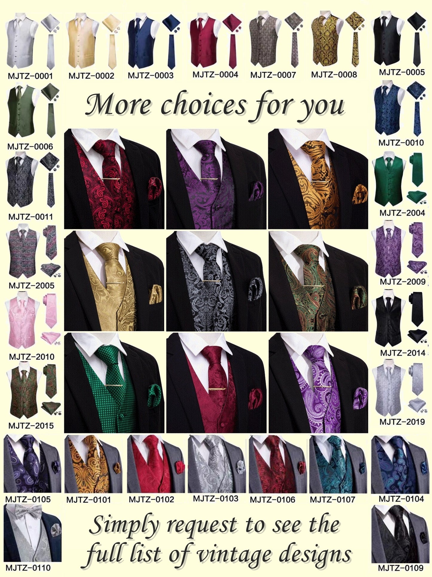 Men's Designer Waistcoat Buy 1 Get 1 Free Random Design in Your Size Vintage Vest Silky Set Tuxedo Gilet Spot Light