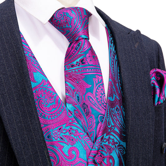Men's Designer Waistcoat Buy 1 Get 1 Free Random Design in Your Size Vintage Vest Silky Set Tuxedo Gilet Purple Neon