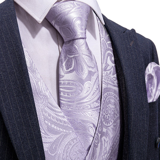 Men's Designer Waistcoat Buy 1 Get 1 Free Random Design in Your Size Vintage Vest Silky Set Tuxedo Gilet DP Lilac
