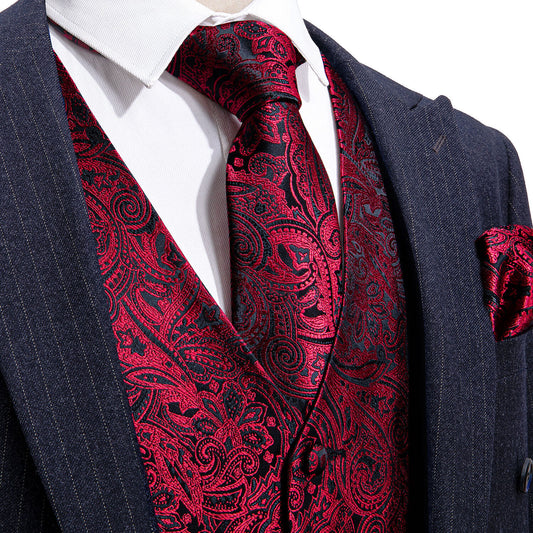 Men's Designer Waistcoat Buy 1 Get 1 Free Random Design in Your Size Vintage Vest Silky Set Tuxedo Gilet DP Maroon