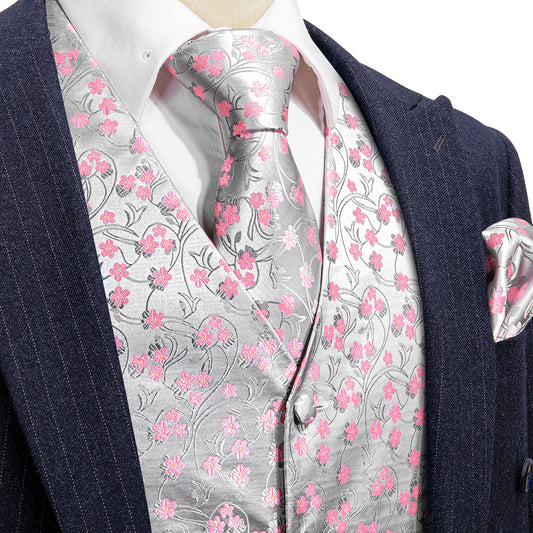 Men's Designer Waistcoat Buy 1 Get 1 Free Random Design in Your Size Vintage Vest Silky Set Tuxedo Gilet Silver James