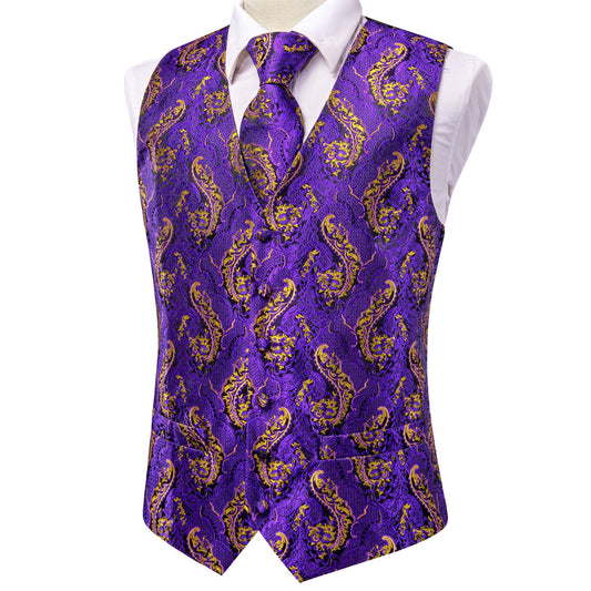 Designer Floral Waistcoat Buy 1 Get 1 Free Random Design in Your Size Silky Novelty Vest Violet Serpent