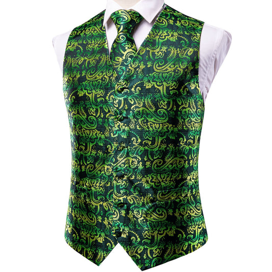 Designer Floral Waistcoat Buy 1 Get 1 Free Random Design in Your Size Silky Novelty Vest Galaxy Green