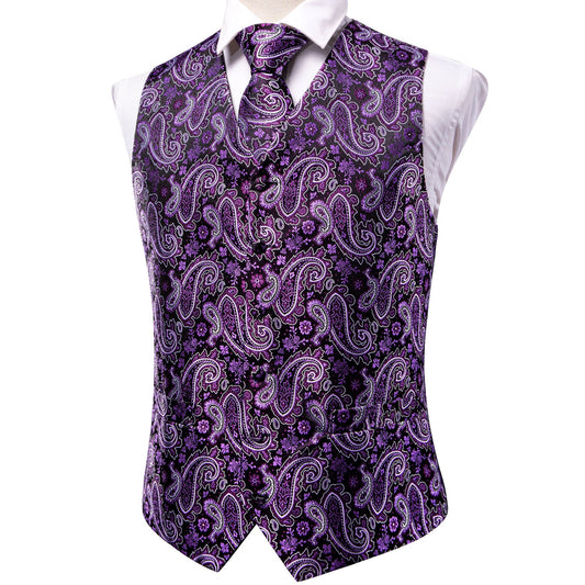 Designer Floral Waistcoat Buy 1 Get 1 Free Random Design in Your Size Silky Novelty Vest Galaxy Purple
