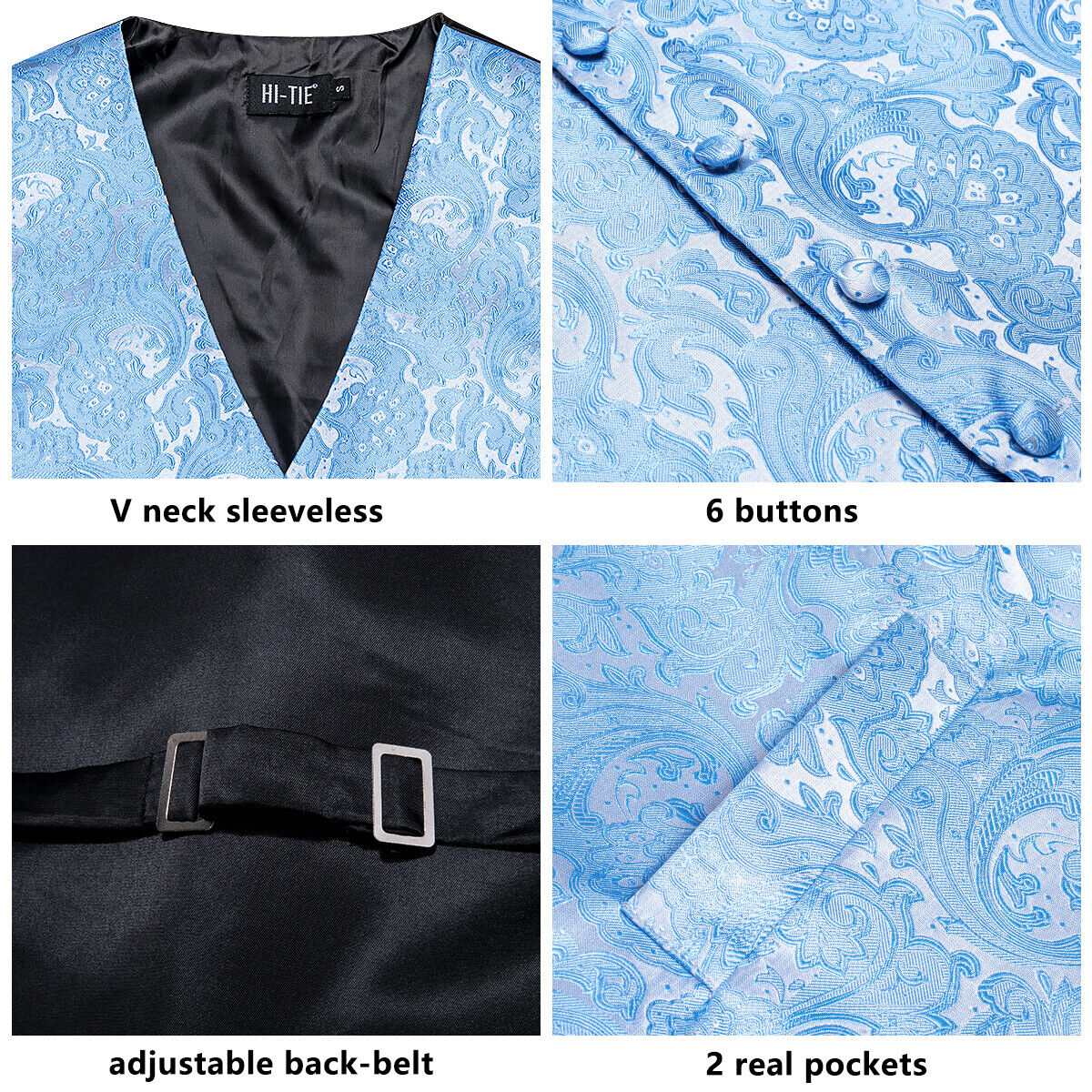 Designer Floral Waistcoat Silky Novelty Vest Light Tide