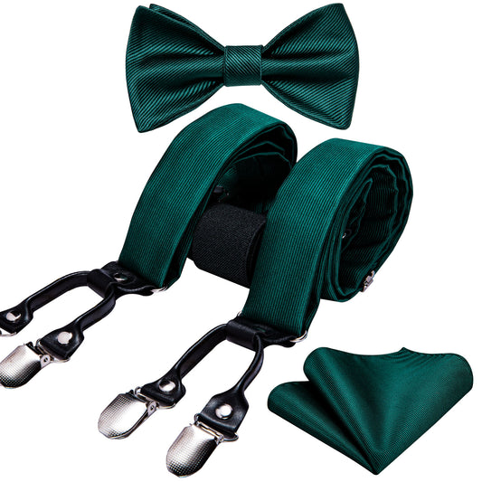 BD2011 Men's Braces Designer Clip Suspender Set [Green Stripes]