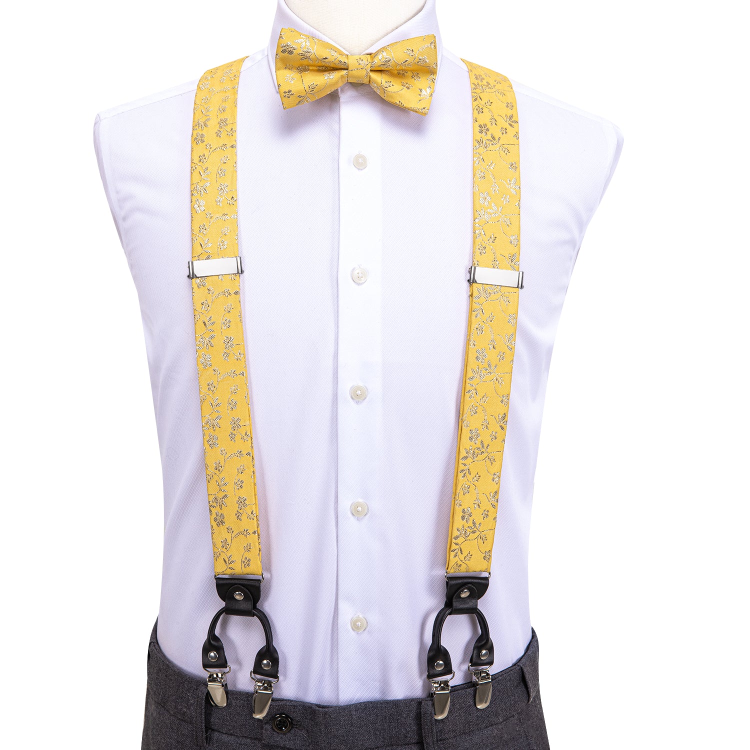 British Men's Designer Suspender Clip Braces Set Floral Printed