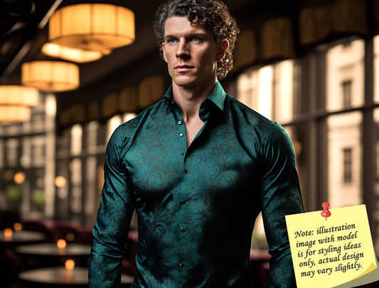 Novelty Silky Shirt Sale Buy 1 Get 1 Free Random Design in Your Size - Teal Garden