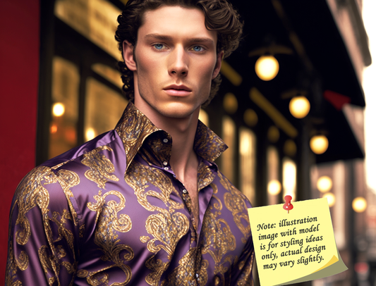 Novelty Silky Shirt Sale Buy 1 Get 1 Free Random Design in Your Size - Royal Paisley