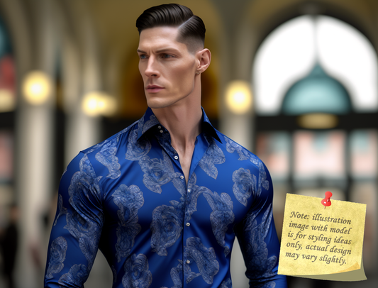 Novelty Silky Shirt Sale Buy 1 Get 1 Free Random Design in Your Size - Blue Swirl