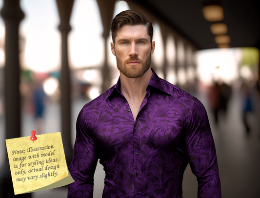 Novelty Silky Shirt Sale Buy 1 Get 1 Free Random Design in Your Size - Purple Swirl