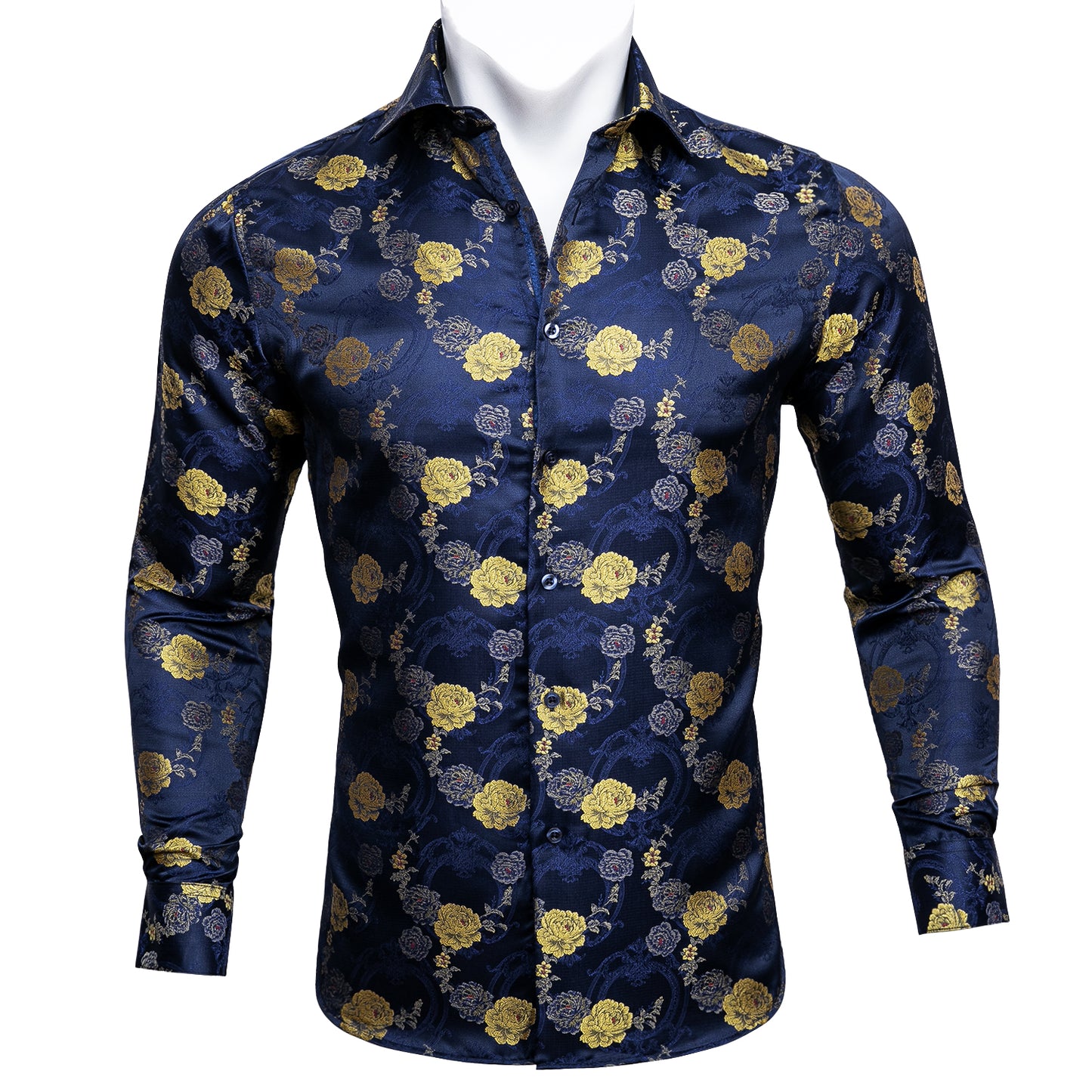 Novelty Silky Shirt - Navy Mirror