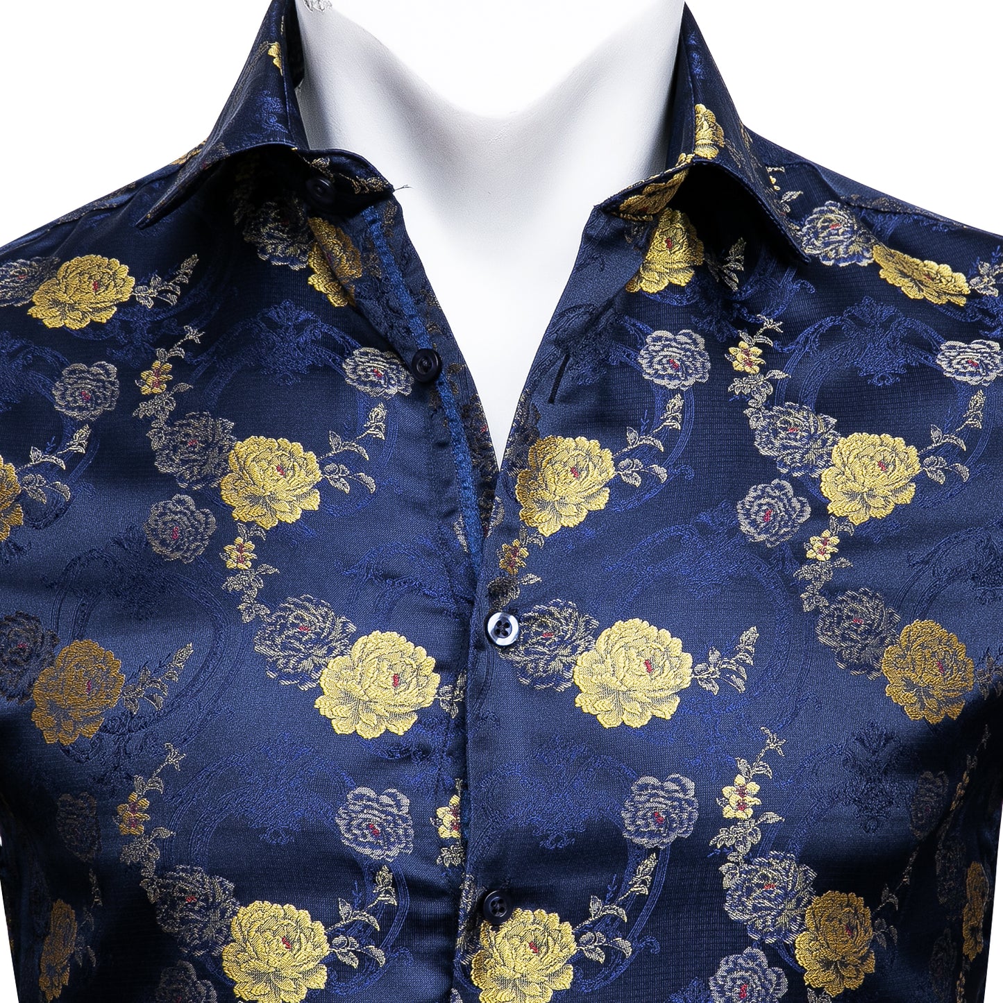 Novelty Silky Shirt - Navy Mirror