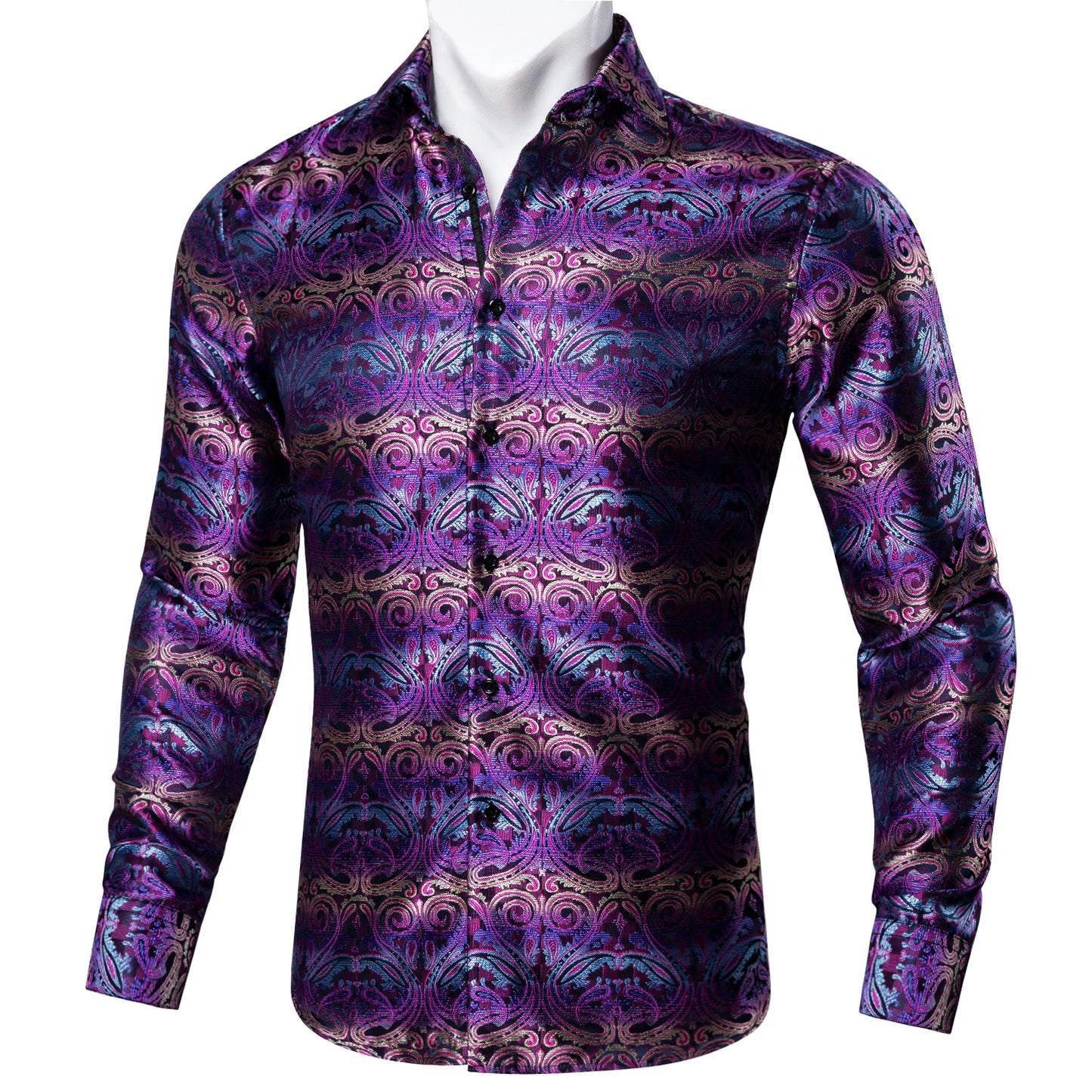 Novelty Silky Shirt - Purple Neon