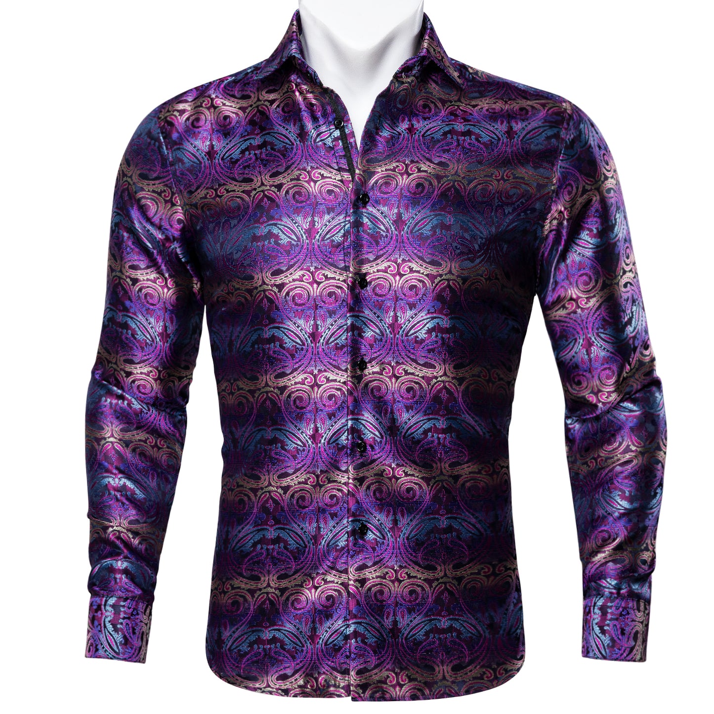 Novelty Silky Shirt - Purple Neon