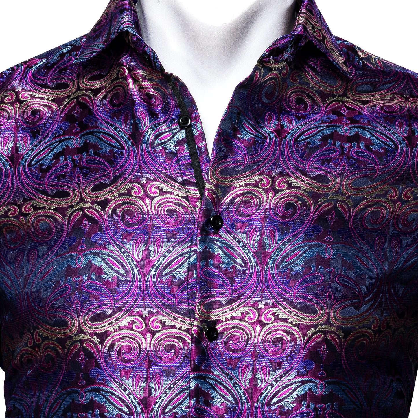 Novelty Silky Shirt - Purple Neon