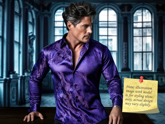 Novelty Silky Shirt Sale Buy 1 Get 1 Free Random Design in Your Size - Prussian Paisley I