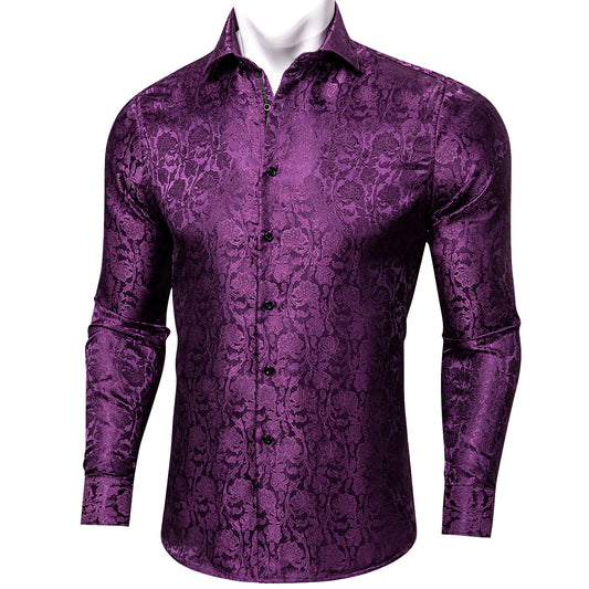 Novelty Silky Shirt Sale Buy 1 Get 1 Free Random Design in Your Size - Purple Garden