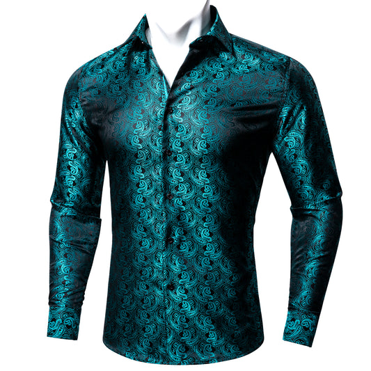 Novelty Silky Shirt Sale Buy 1 Get 1 Free Random Design in Your Size - Teal Cashew