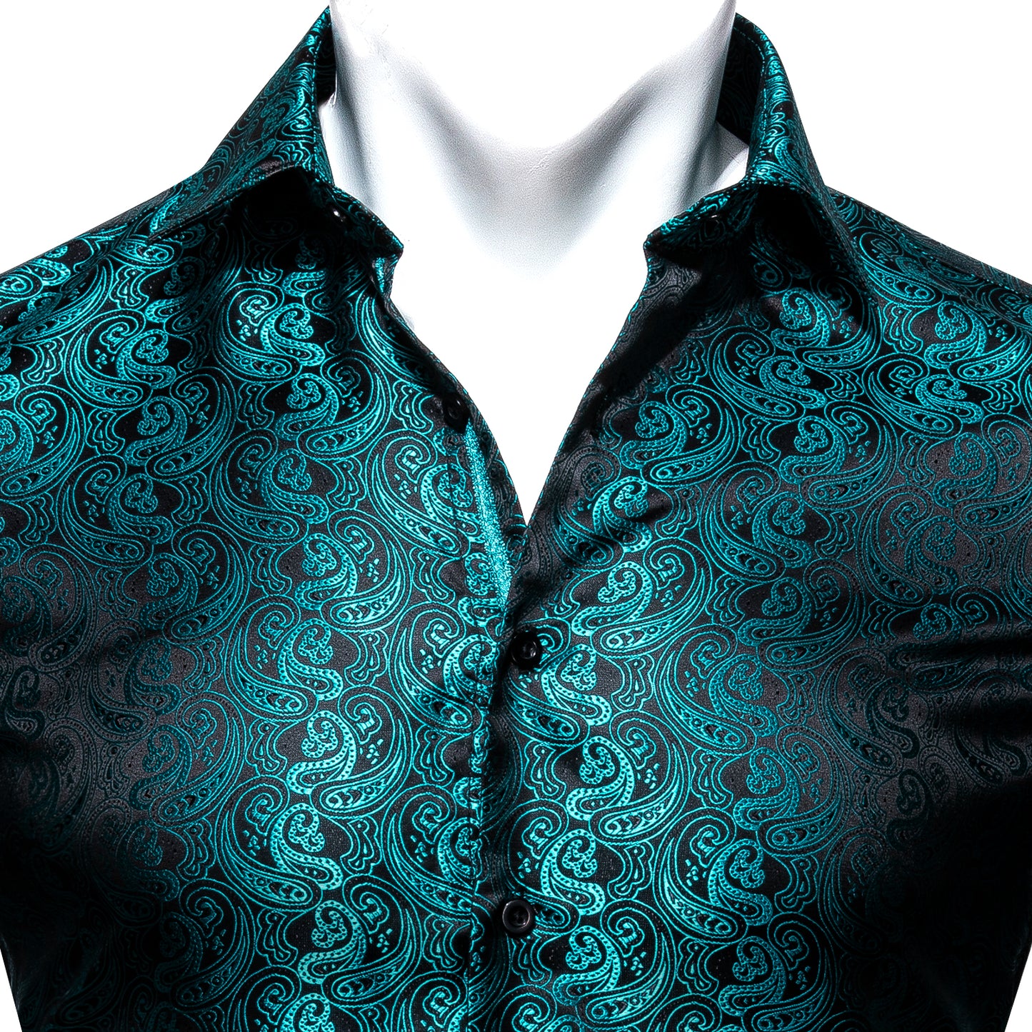 CY0096 Novelty Silky Shirt - Teal Cashew