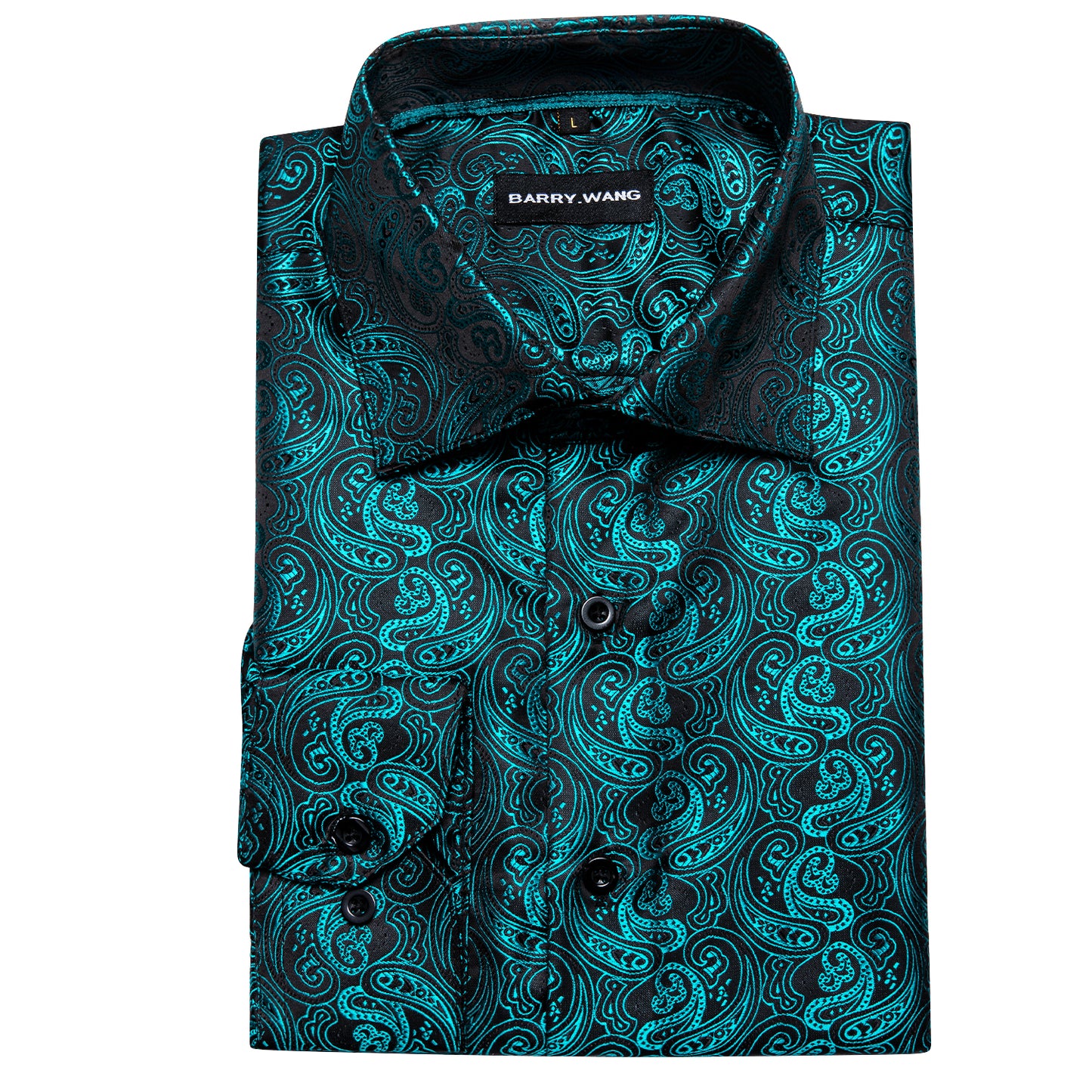 CY0096 Novelty Silky Shirt - Teal Cashew