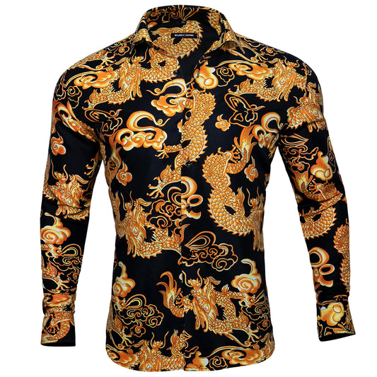 Novelty Printed Shirt Sale Buy 1 Get 1 Free Random Design in Your Size - Dragon Black